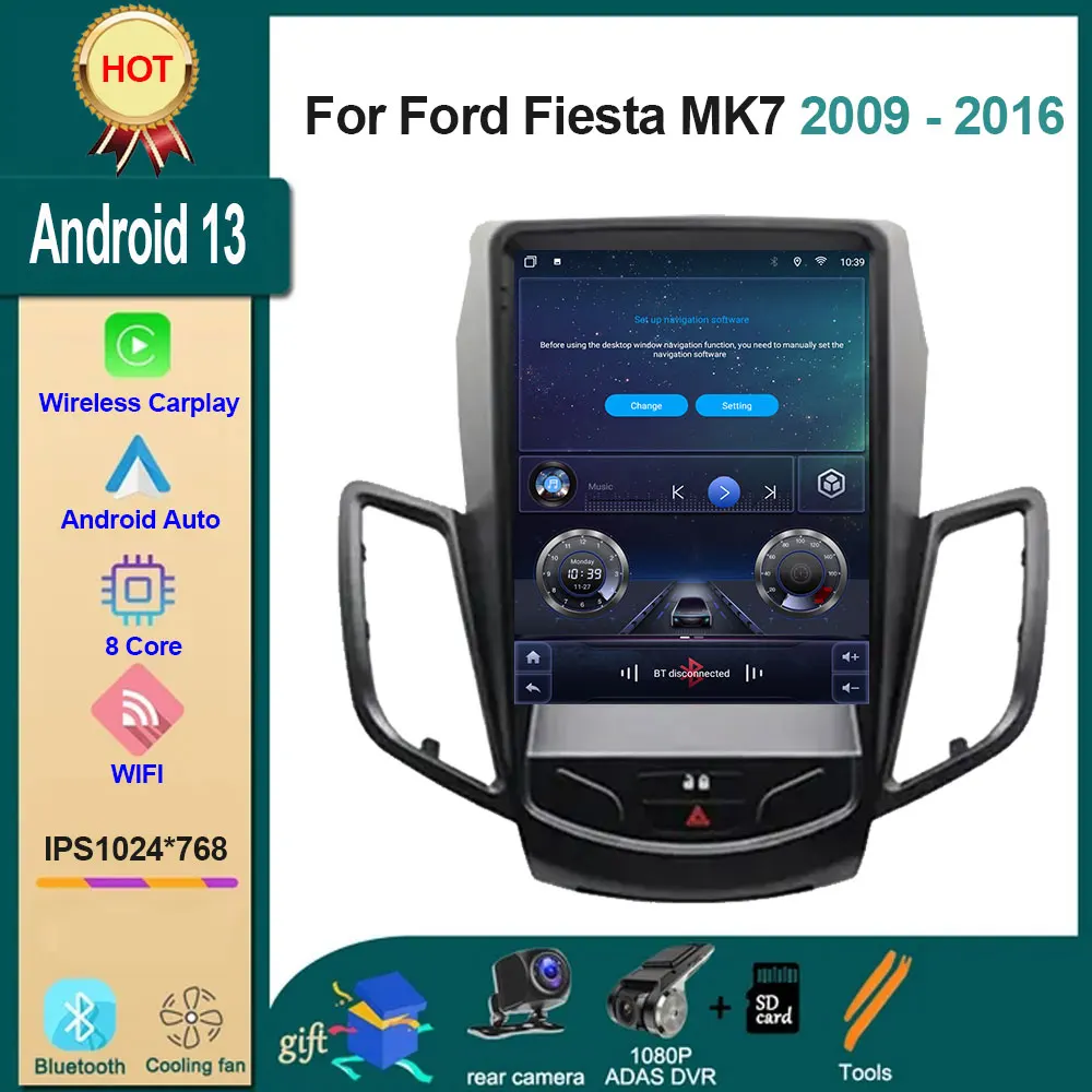 Leitor de vídeo automotivo para Ford Fiesta MK7 2009-2016, Android 14, 9.7 