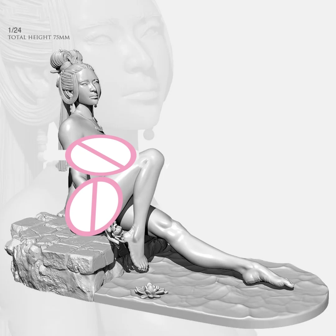 Figurka żywiczna w skali 1/24, siedząca orientalna piękność Xi Shi, NSFW, dwa wersje, zestaw do samodzielnego montażu, niezmontowany, niepomalowany, 1281