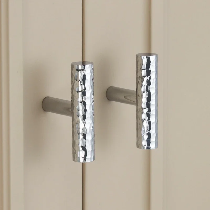 مقبض مصنوع يدويًا / كروم لامع / خزانة نحاسية صلبة مقابض أبواب طويلة أثاث خزانة خزانة درج سحب T Bar