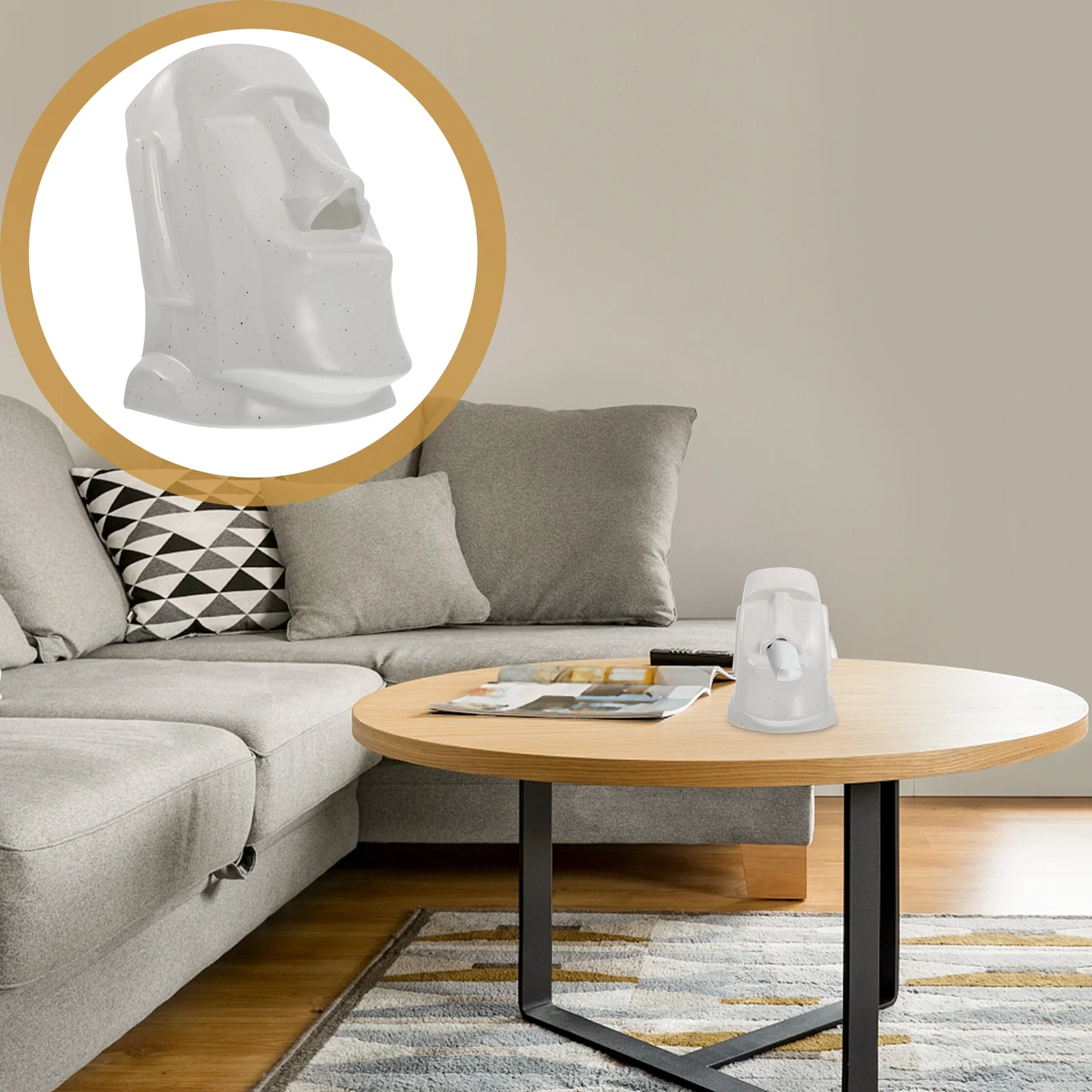

1Pcs Ceramic Moai Stone Statue Tissue Box Cover Waterproof Napkin Case Living Room Bedroom Desktop Paper Towel Storage