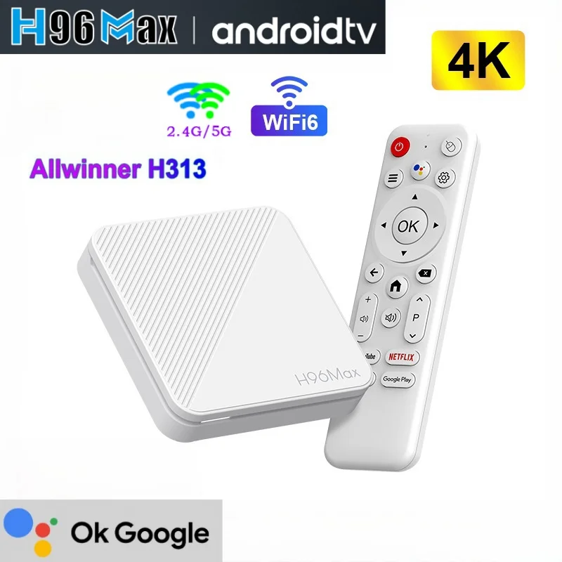 Décodeur Android H96 Max, Allwinner H313, 4K, WiFi 6 2.4/5G, pour touristes, Assistant vocal RL