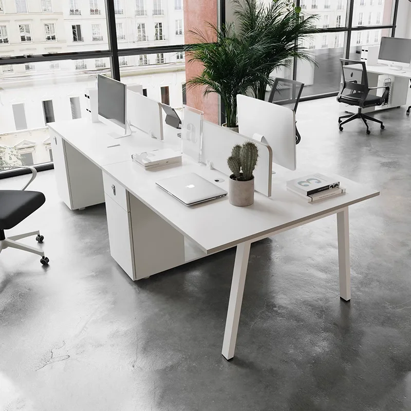 

Simple modern staff desk 46 people computer sitting station table and chair combination screen partition card space office