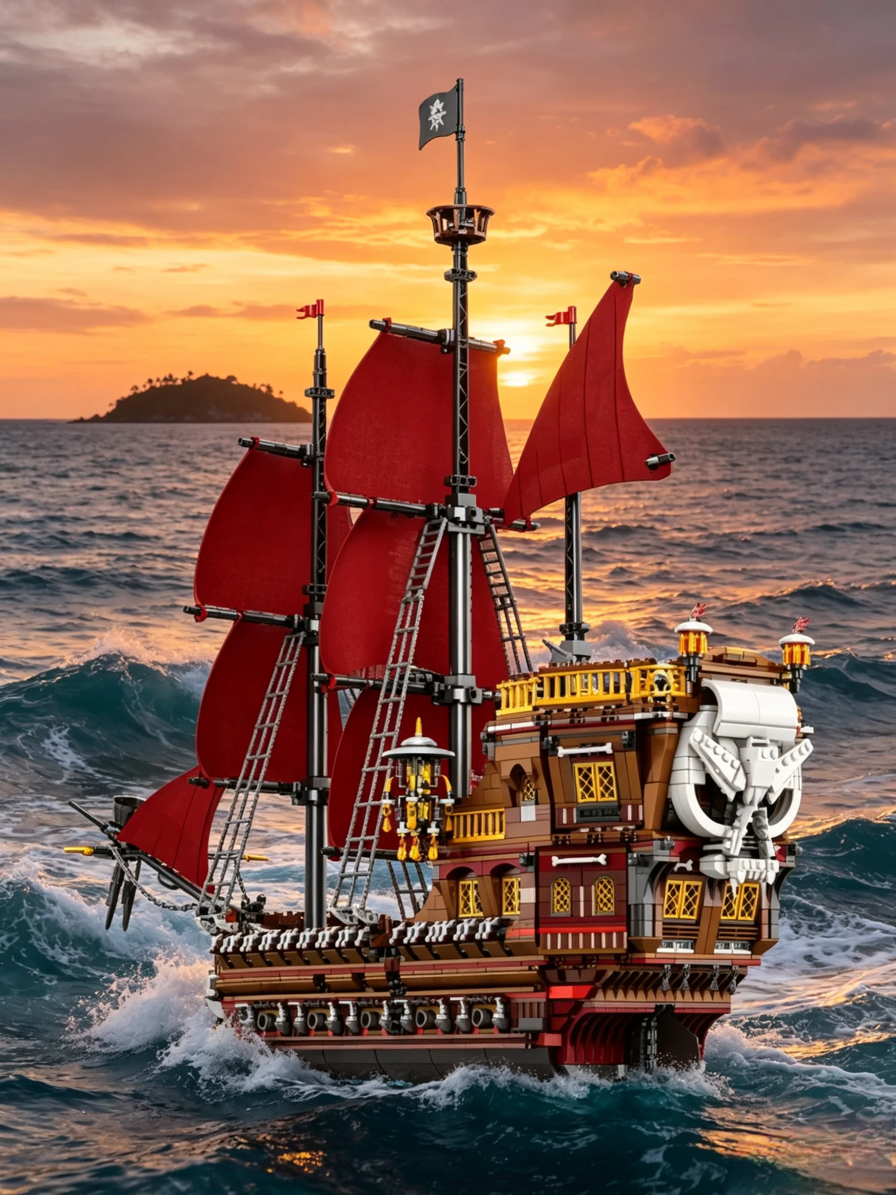 

Reobrix 66010 Pirate Revenge Model Ship Creative MOC Building Blocks Puzzle Christmas Gift Building Blocks Building Blocks