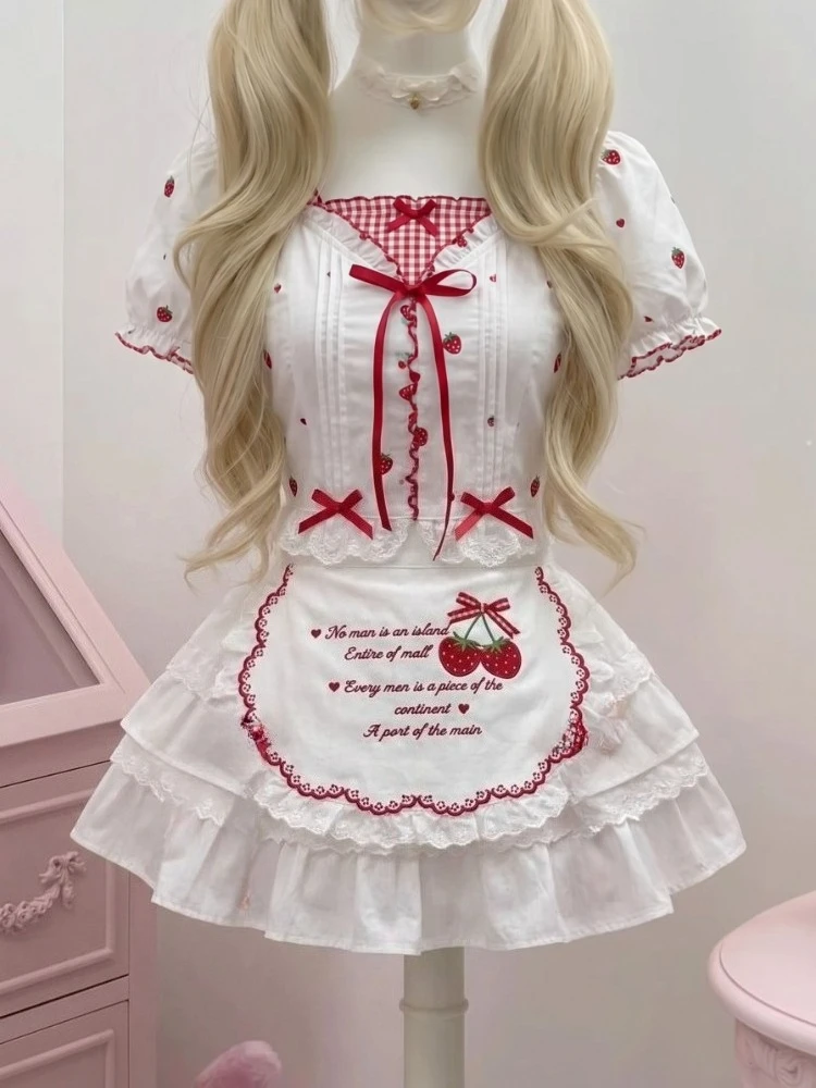 

Japanese Sweet Preppy Style Elegant 2 Piece Set Womne Plaid Cute Design Tops + Retro Skirt Female Chic Korean Popular Clothes
