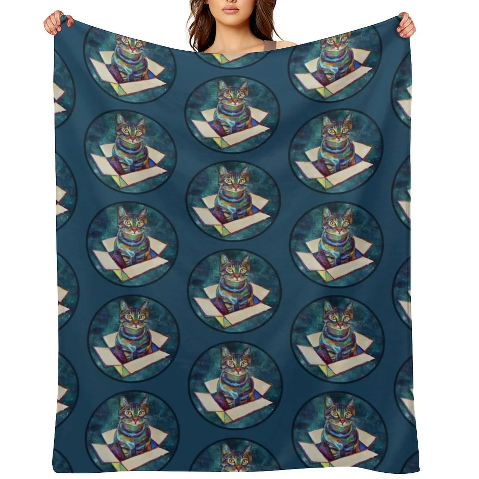 

Galactic Cat in a Box by Robert Phelps Throw Blanket For Decorative Sofa Giant Sofa Luxury Brand blankets ands Blankets