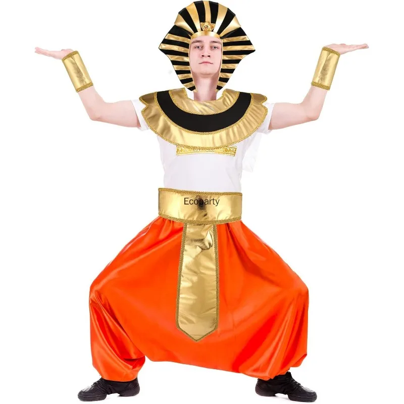 Nowe Akcesoria Faraona Zestaw Akcesoriów do Kostiumu w Egipskim Stylu Złoto-Czarne Paski Nakrycie Głowy Kołnierz, Pas i Mankiety dla Dorosłych