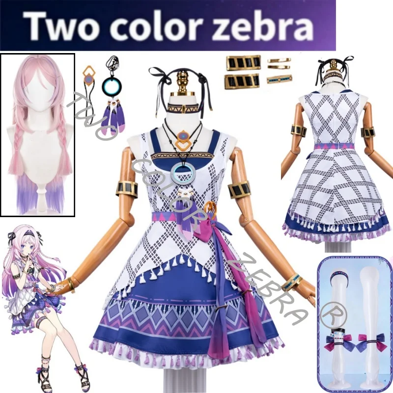 

Game Genshin Impact Citlali Purple Dress Cosplay Costume Wig Ethnic Style Accessories Necklace Arm Cuffs Full Set Party Roleplay