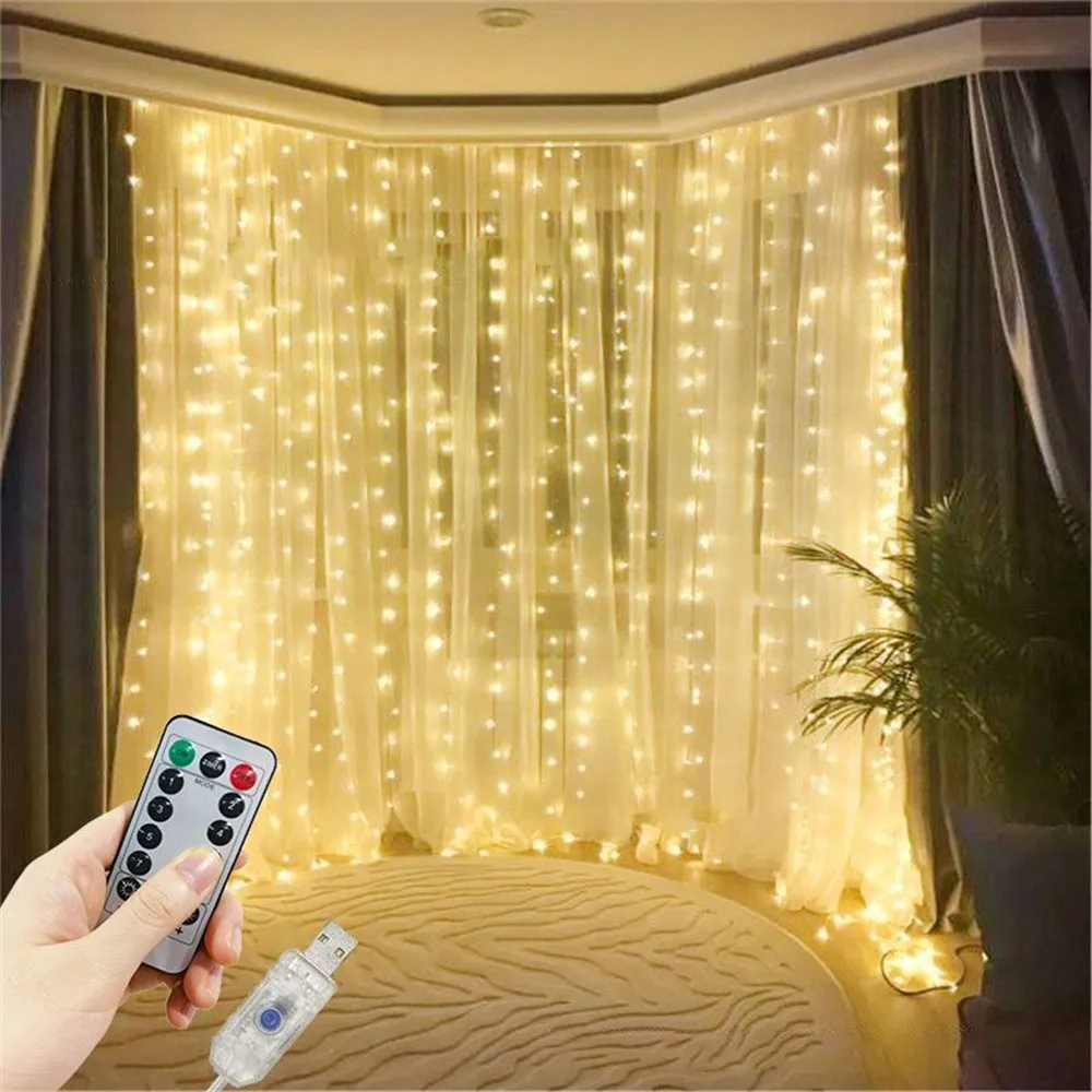 

8 Mode Bedroom Party Holiday Light Christmas Decoration 3M 4M 6M Wedding Light LED USB Curtain Lights Fairy String Light Outdoor