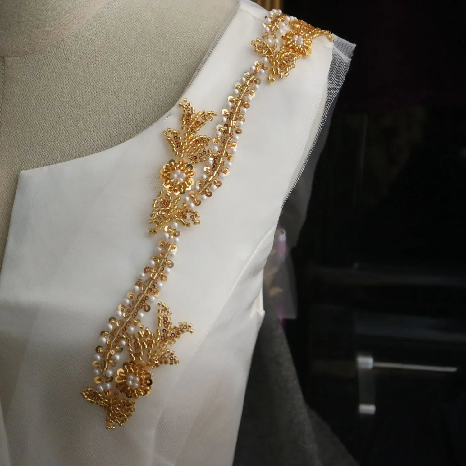 Liquidazione 0.5yard perline strass pizzo trim per i vestiti cucito paillettes pizzo rifilatura nastro per abiti accessori per vestiti fai da te