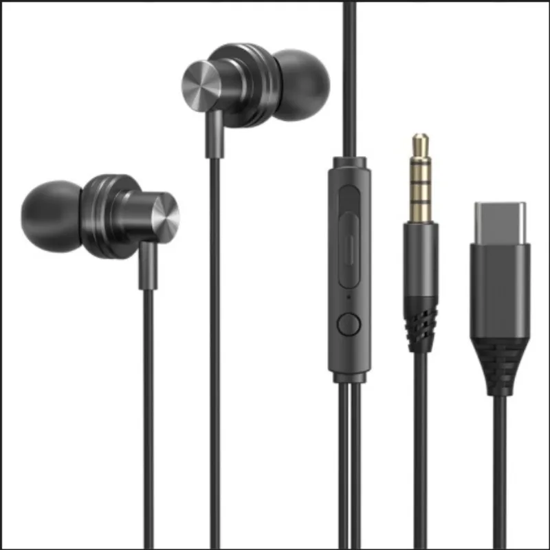 Casque de jeu intra-auriculaire filaire pour téléphones mobiles et ordinateurs, casque en métal pour basses lourdes avec microphone