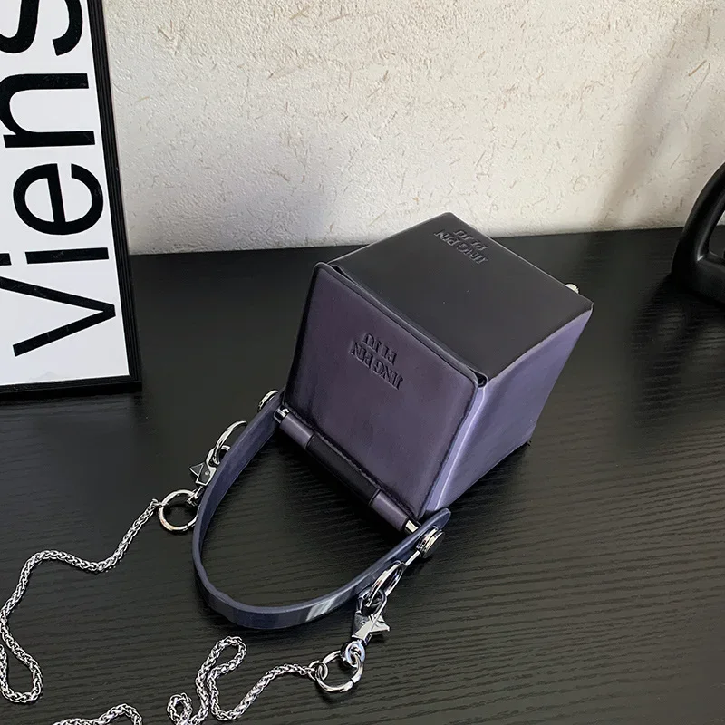 Ombre Cube Bag 2025 Color Gradient Convertible Shoulder Bag Detachable Chain Trendy Women Box Purse