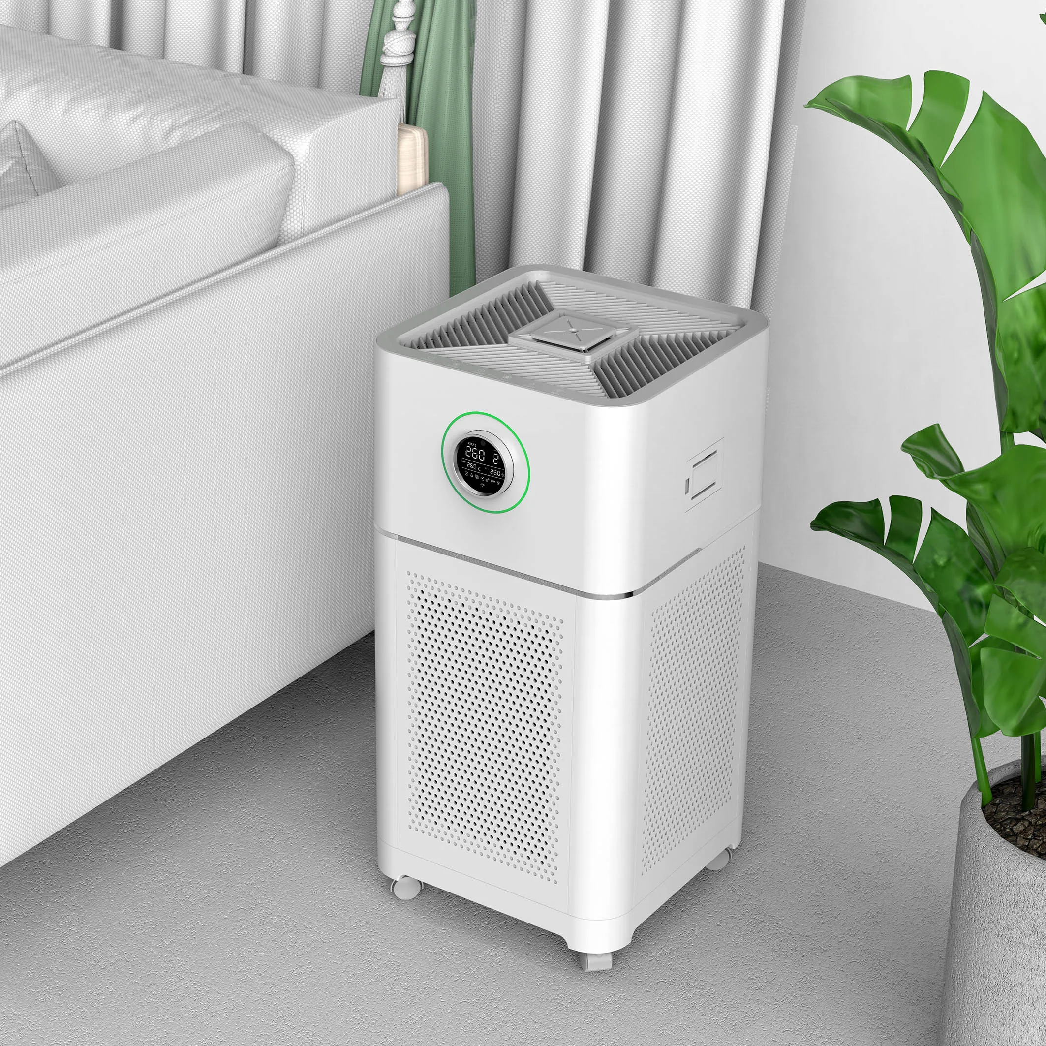 Purificador de aire doméstico inteligente e eficiente filtro antivírus hepa h14 com certificação ce purificador de aire uvc casa