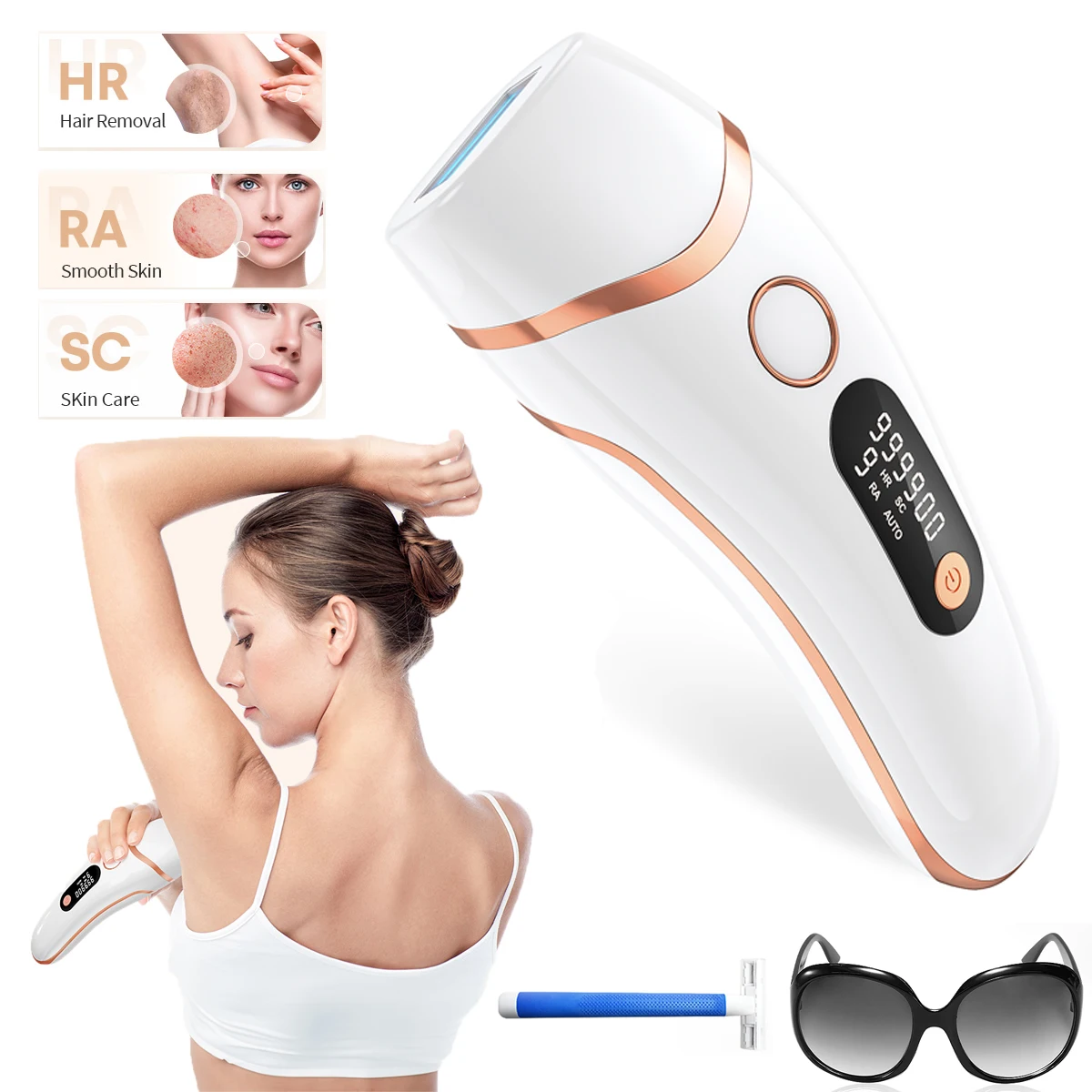 

IPL-эпилятор с 999 000 вспышками: лазерное удаление волос без боли, перманентная фотоэпиляция для мужчин и женщин, триммер, электрический депилятор