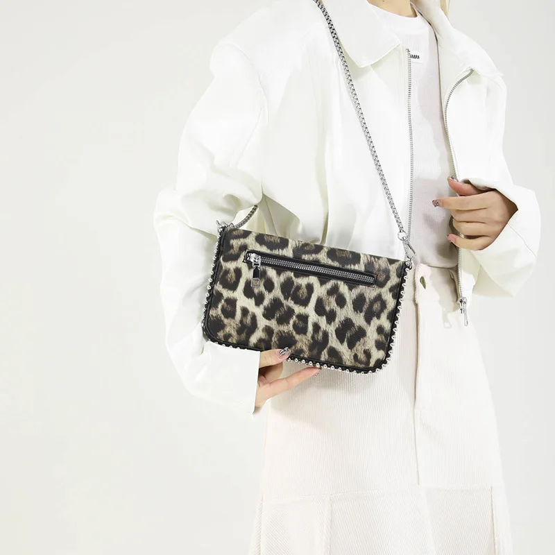 ليوبارد طباعة المرأة الوجه حقيبة كروسبودي سلسلة الموضة الهاتف المحمول محفظة السفر عطلة الكتف حقيبة ساعي كيس أنثى رئيسية