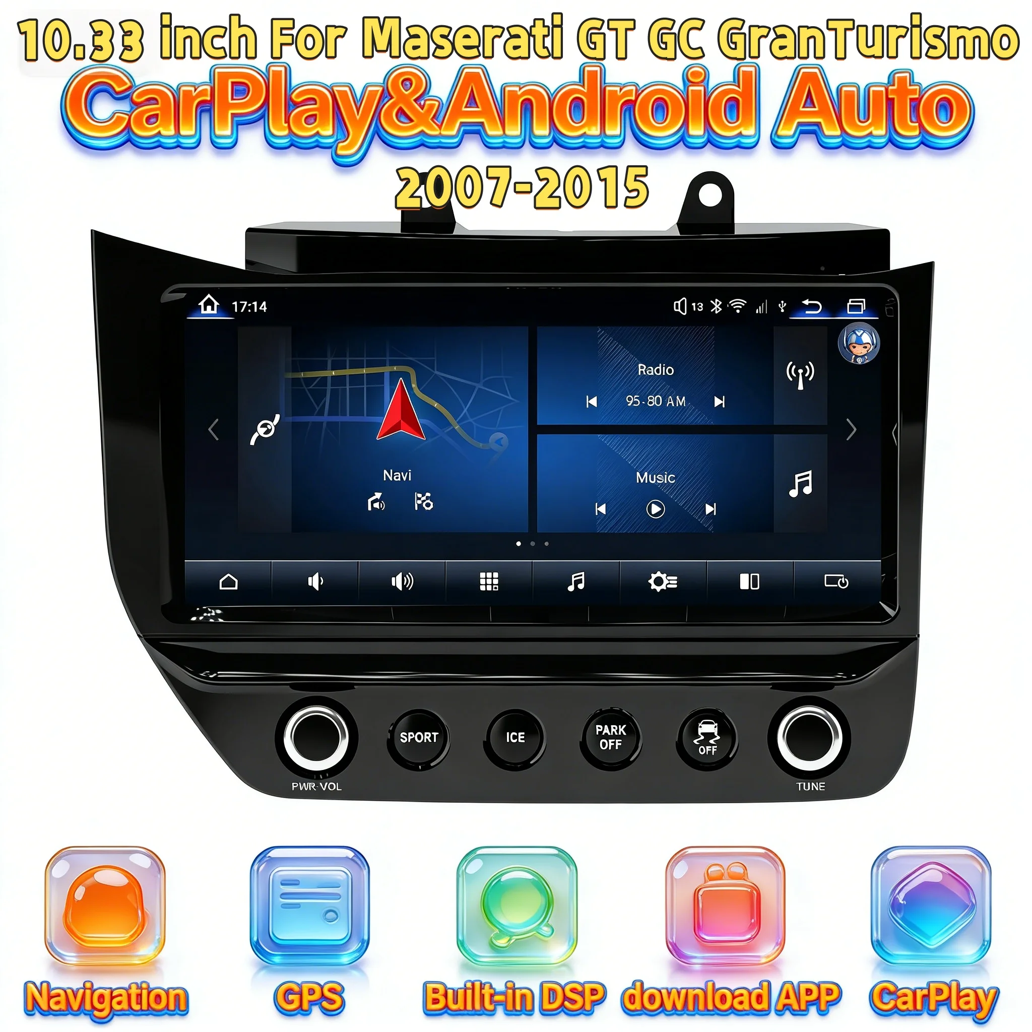 8 Core Multimedia Player Android For Maserati GT GC GranTurismo 2007-2015 Wireless Carplay GPS Navigation WiFi Car Radio Head
