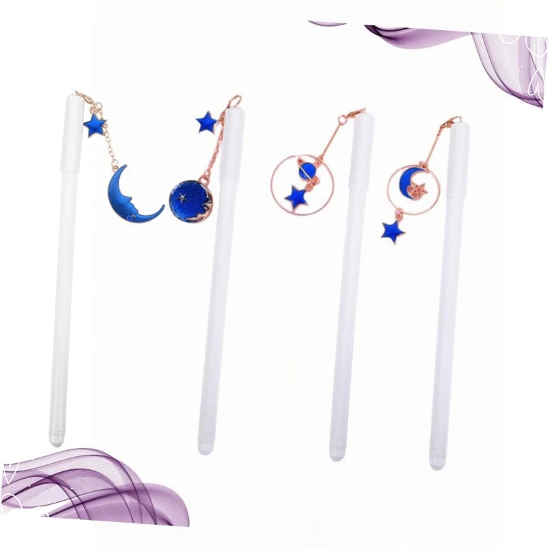 12Pcs Creative Novelty Star Moon Gel Pens Stationery Pendant Pen Cosmic Party Gift Prizes Student Gel Pen Stationery Sets