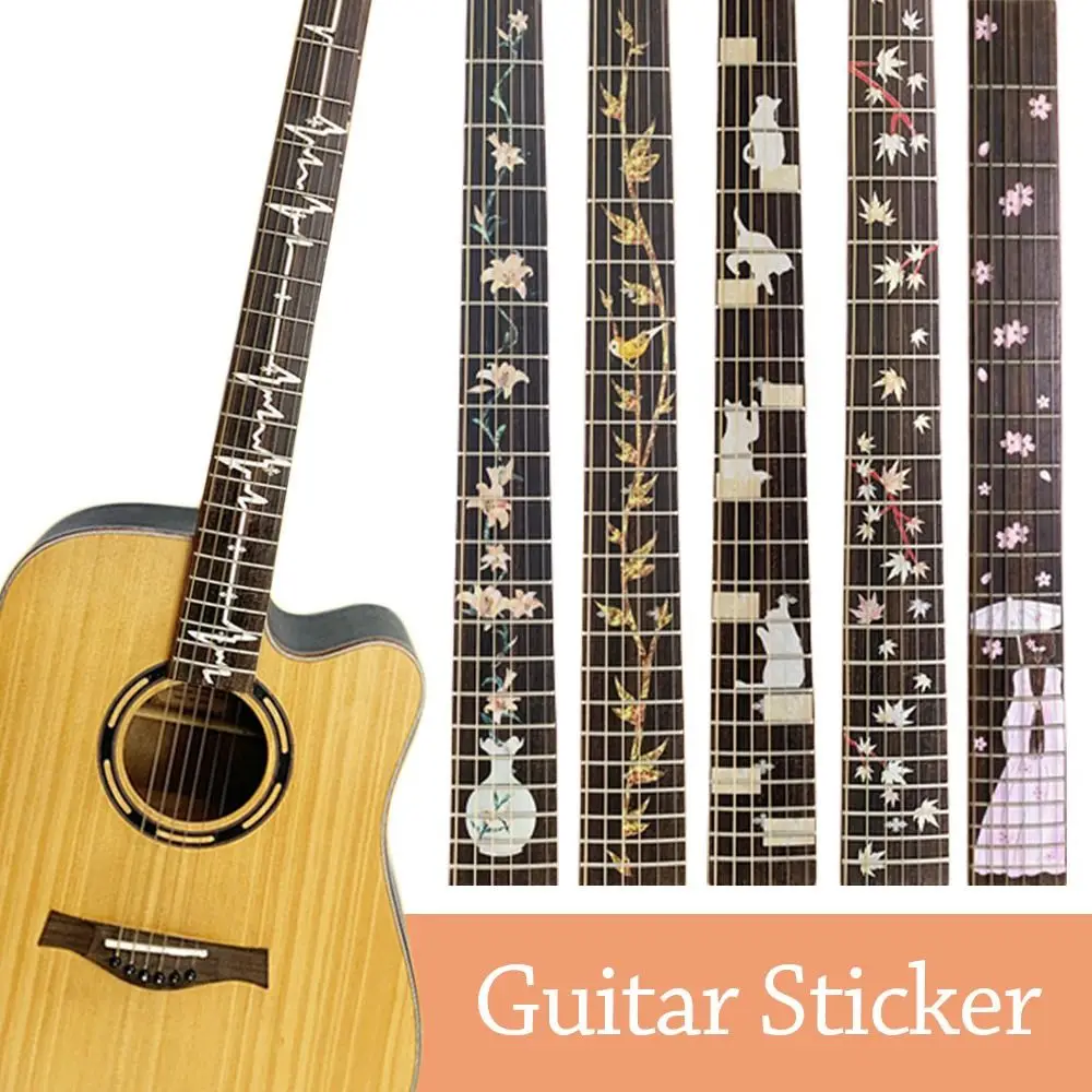 PVC Guitar Fretboard Sticker DIY Electric Guitar Parts Bass Inlay Decal Instrument Decorations Guitarra Accessories