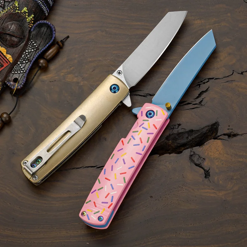 High appearance donut folding knife, outdoor camping folding knife, outdoor survival knife, high hardness sharp knife