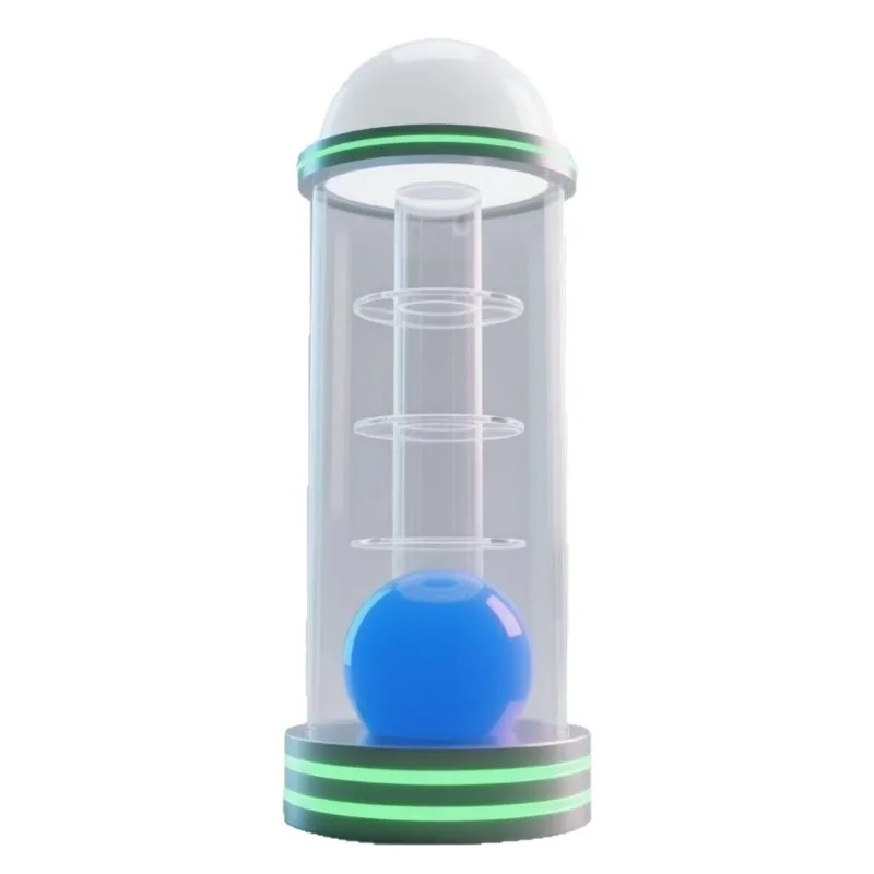 Dual-use mall display rack features a mechanical glass jar-shaped model