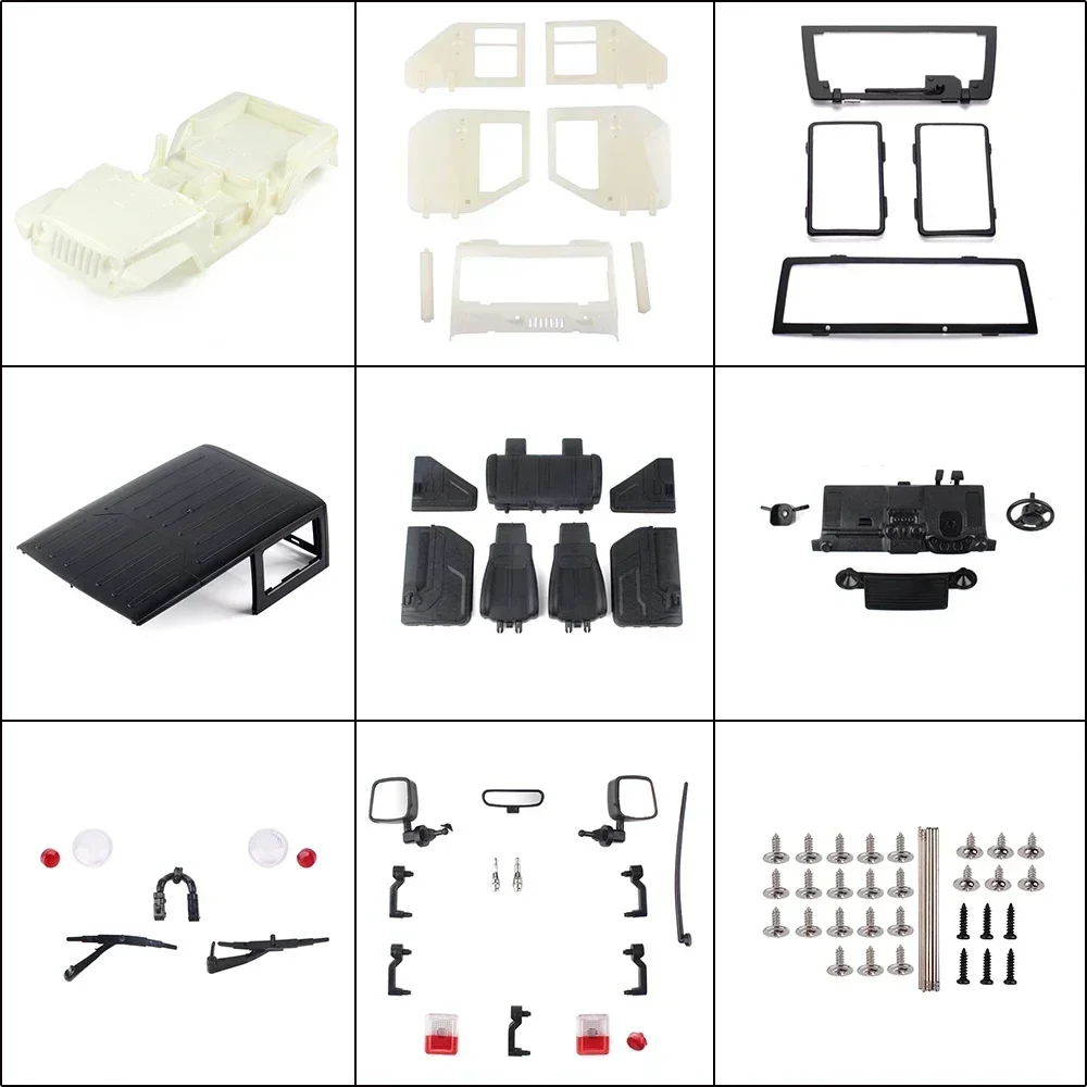 INJORA Unassembled 12.3inch 313mm Wheelbase Body Car Shell for 1/10 RC Crawler Axial SCX10 & SCX10 II 90046 90047 Jeep Wrangler