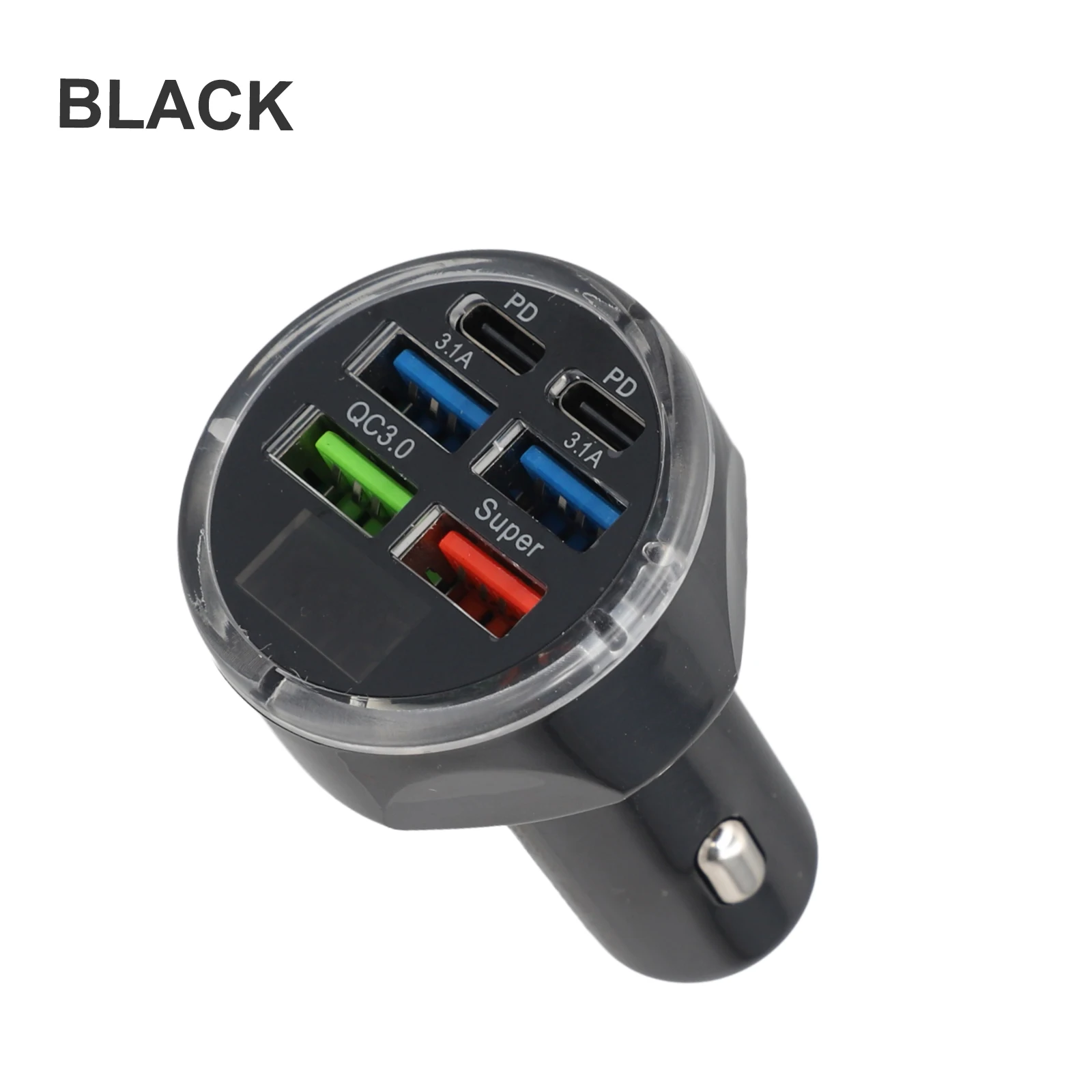 Car Charger LED Display LED Digital Display Car Phone Charger USB Ports Circuit Protection Digital Display Wide Compatibility