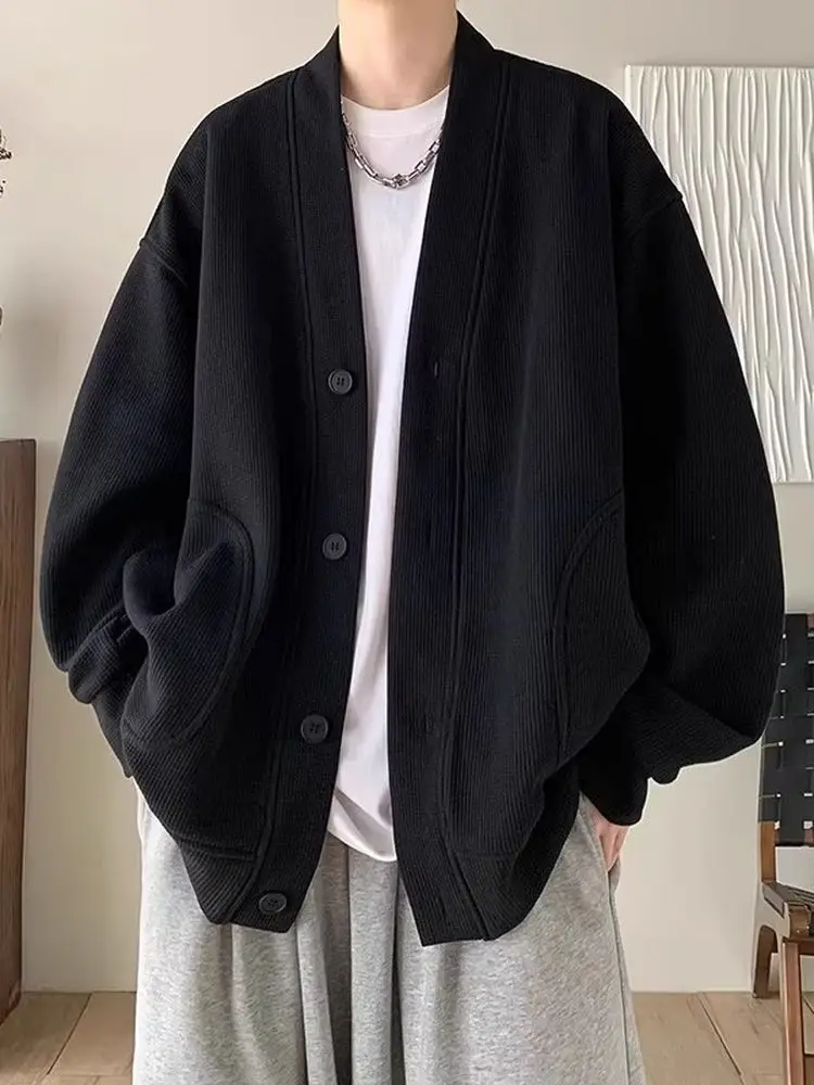 

Элитный вязаный кардиган унисекс с пуговицами и воротником-стойкой, свободный крой, роскошный свитер-жакет для осени и зимы