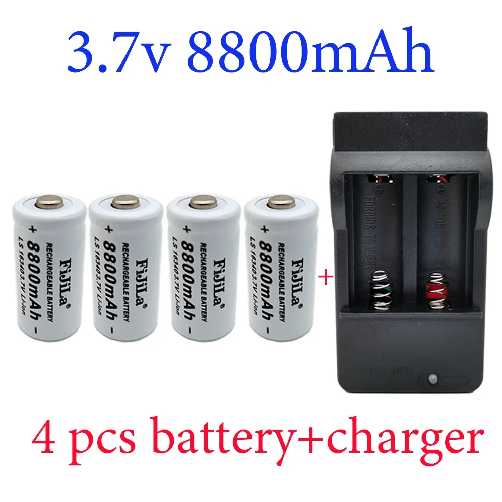 Cylindrical Battery 16340 Battery CR123A 8800mAh 3.7V Li-ion Rechargeable Battery 16340 Charger Diy Battery