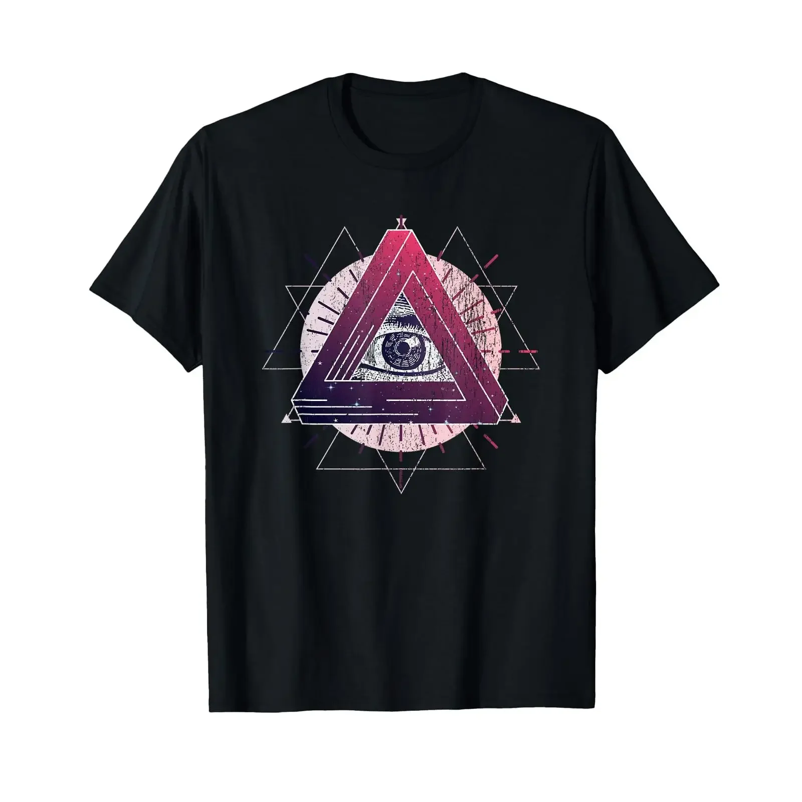 Mystical Enlightenment Sacred Geometry All Seeing Eye T Shirt vintage Washed fashion homme Soft Top For Everyday Wear Stylish