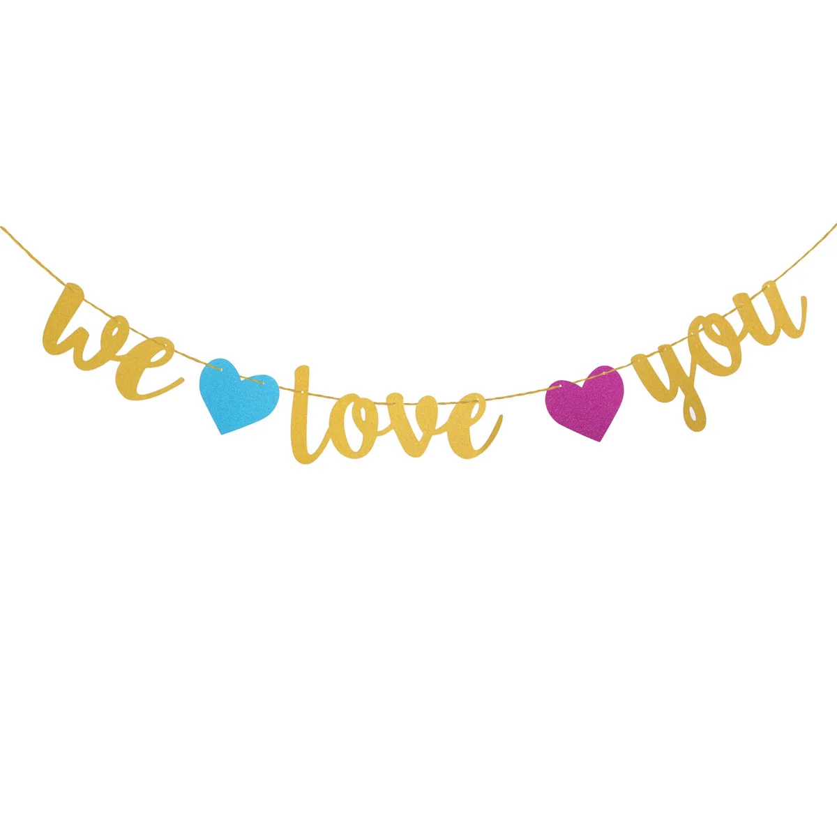 

Gold Glitter Baby Shower Bunting Banner Hanging Garland Party Decoration Wall Window Tree Love Letter Embellishment
