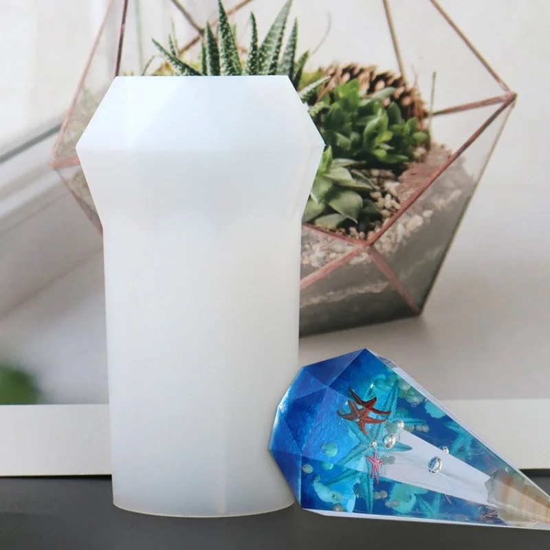 Diamond Cone Resin Crystal Drop Glue Mold DIY Geometric Body High Mirror Silicone Mold Jewelry Handmade