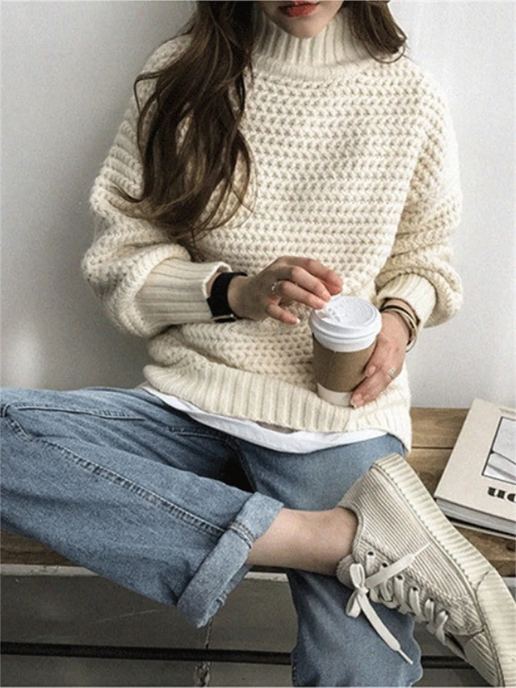 Women Sweater Womens Winter Sweaters Pullover Traf Female Knitting Overszie Long Sleeve Loose Knitted Outerwear Ropa De Mujer