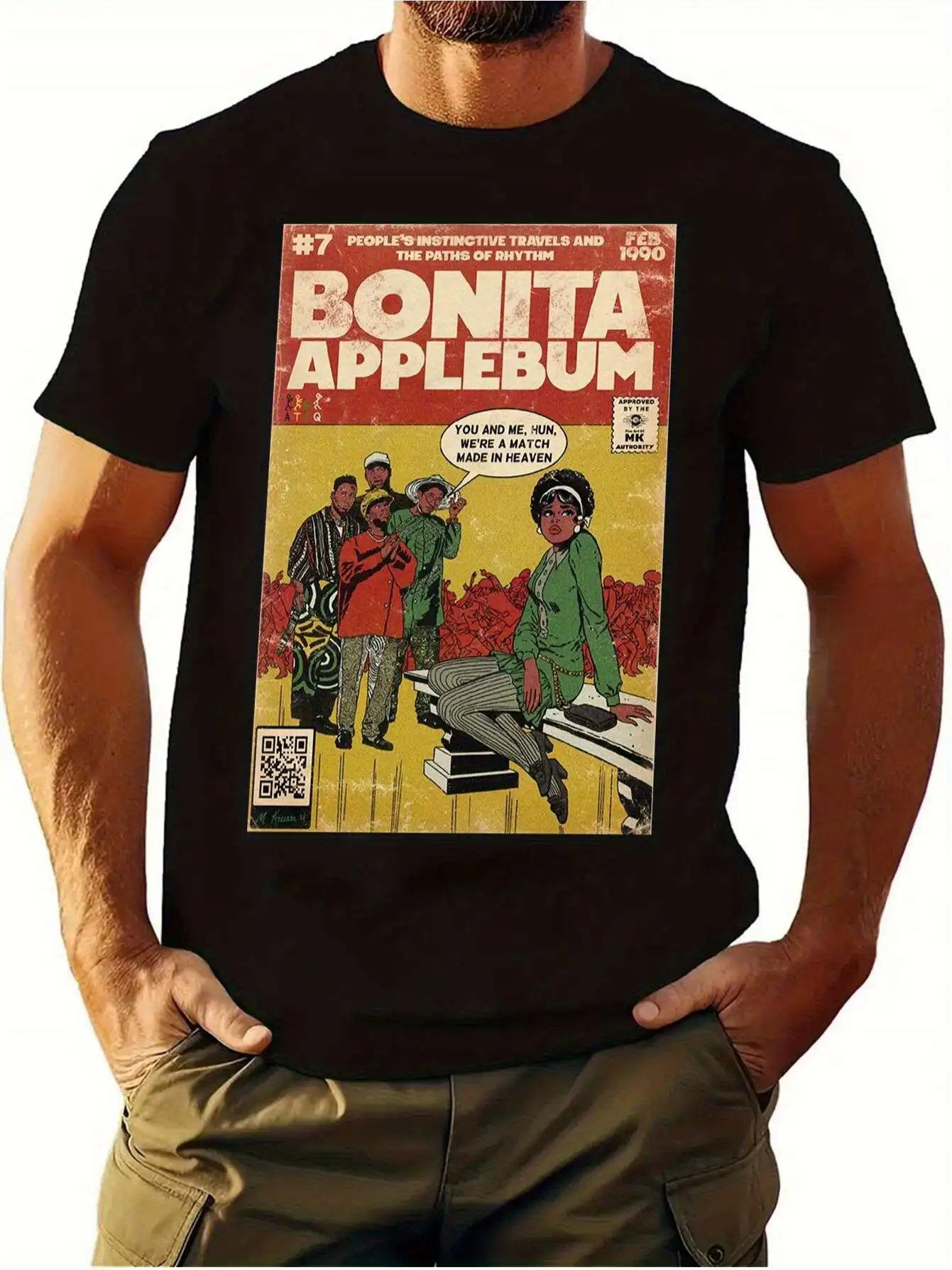 تي شيرت A Tribe Called Quest - هيب هوب أسود عتيق، تي شيرت رجالي قابل للتمدد