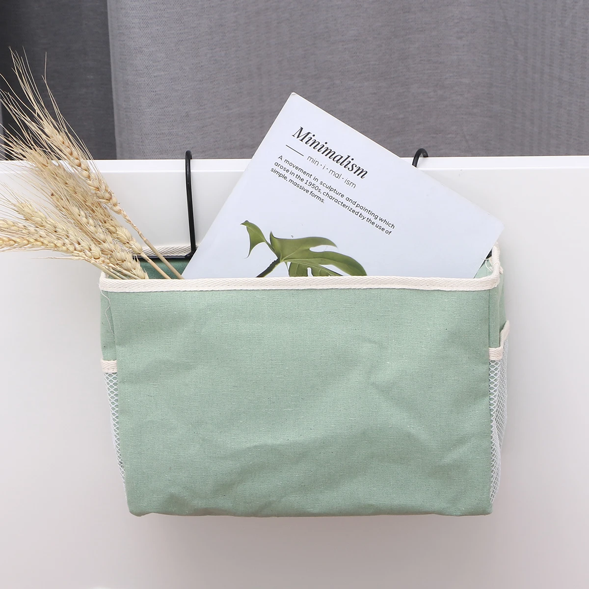 

1Pcs Felt Fabric Bedside Storage Bag Lake Blue Hanging Organizer Holder Large Capacity for Phone Snacks Books Dorm Car