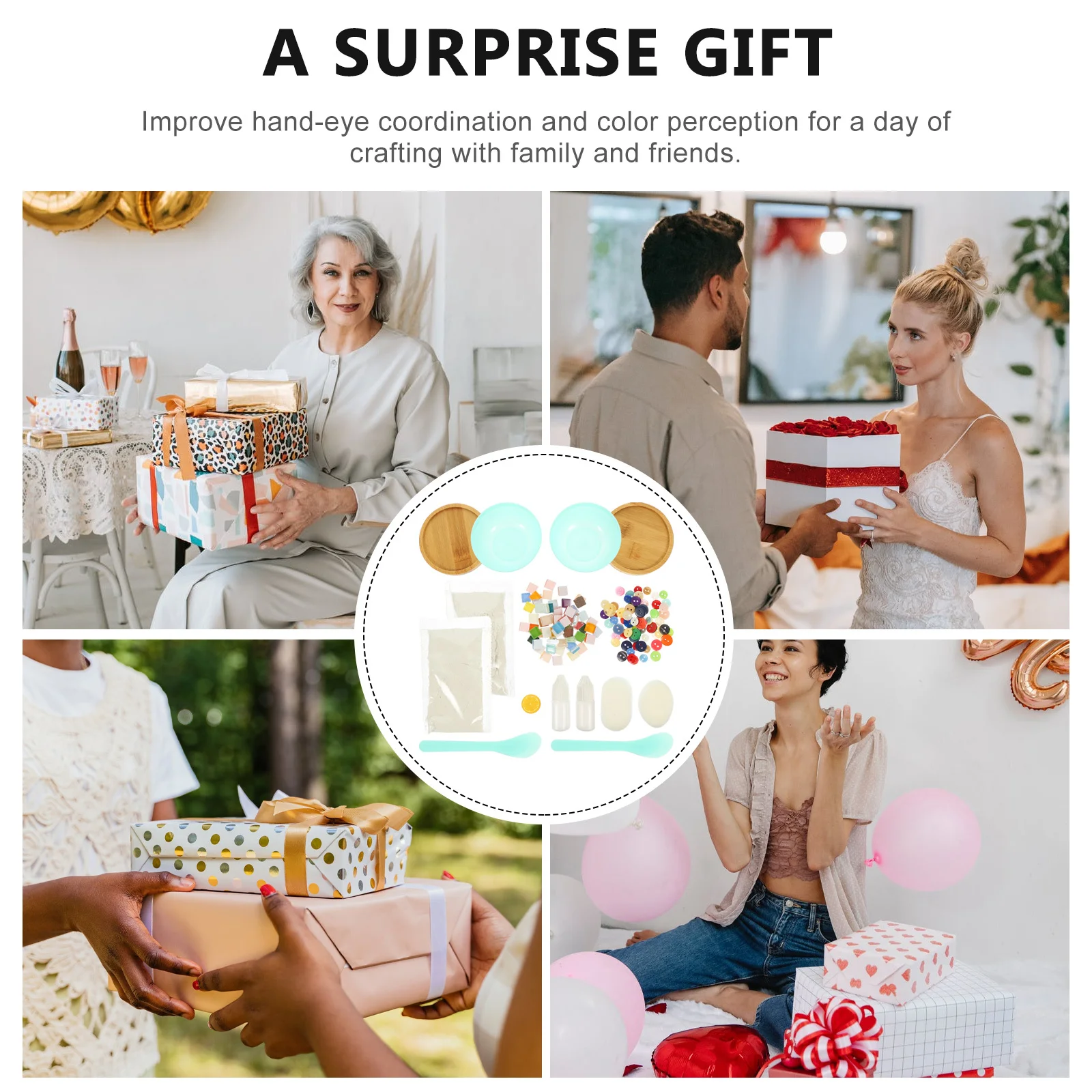 

2Sets DIY Mosaic Heat Insulated Coaster Cup Pad Material for Kids Household Handmade Cup Holder Table Decor DIY Craft Set