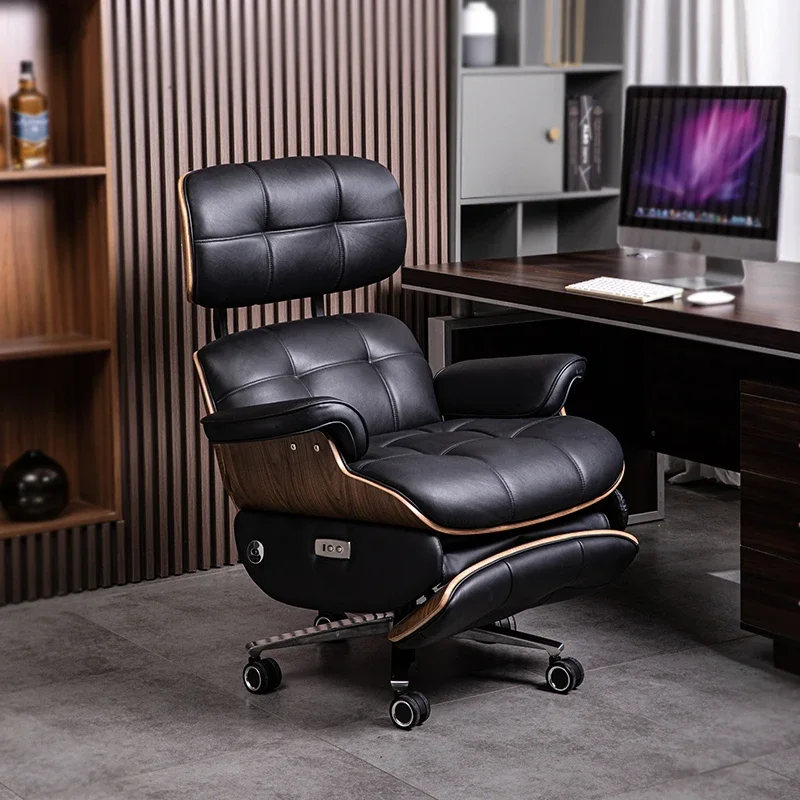 

Leather home seat Electric light luxury office chair Comfortable sedentary boss chair High-end reclining