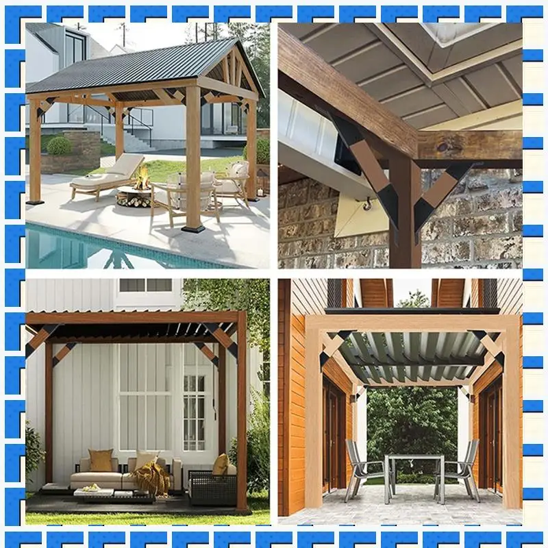 

ABNG 4Pcs Pergola Brackets,45-Degree Angle Bracket,For Reinforcing Pergolas And Gazebos,Fits 2X4in Lumber With Drainage Holes