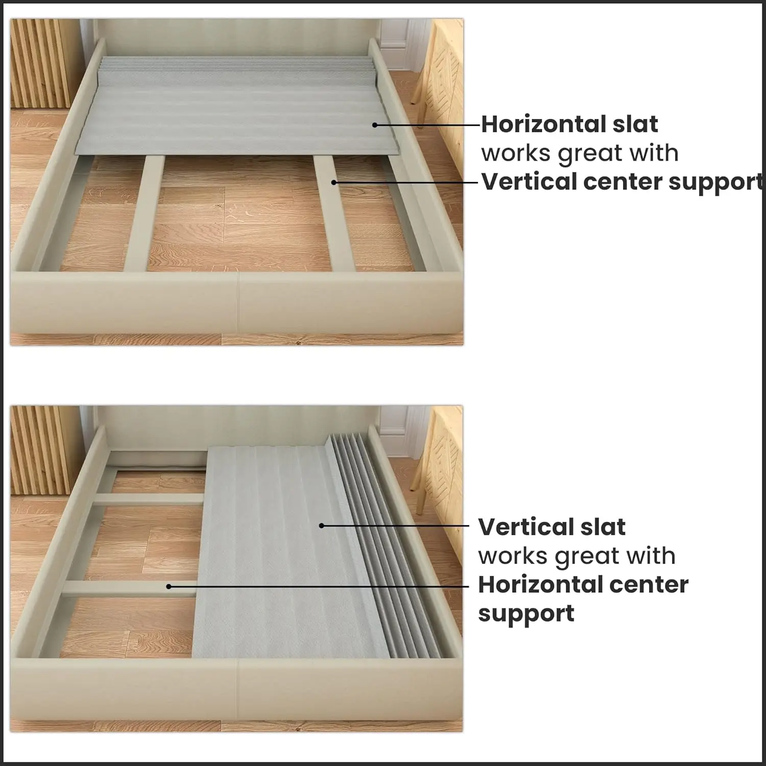 

, 0.75-Inch Horizontal Wooden Bunkie Board/Bed Slats, Twin, Grey