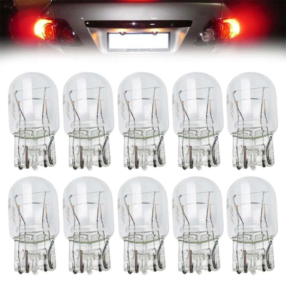 10PCS T20 7443 1891 21/5W Clear Glass Turn Signal Stop Brake Tail Light Bulbs Turn Stop Brake Taillights Auto Accessories