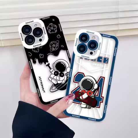 Cartoon Cool Space Astronaut Cover Clear Phone Case For Samsung A03 A04 A05 A05S A11 S10 S20 S21 S22 S23 FE PLUS ULTRA 5G Case