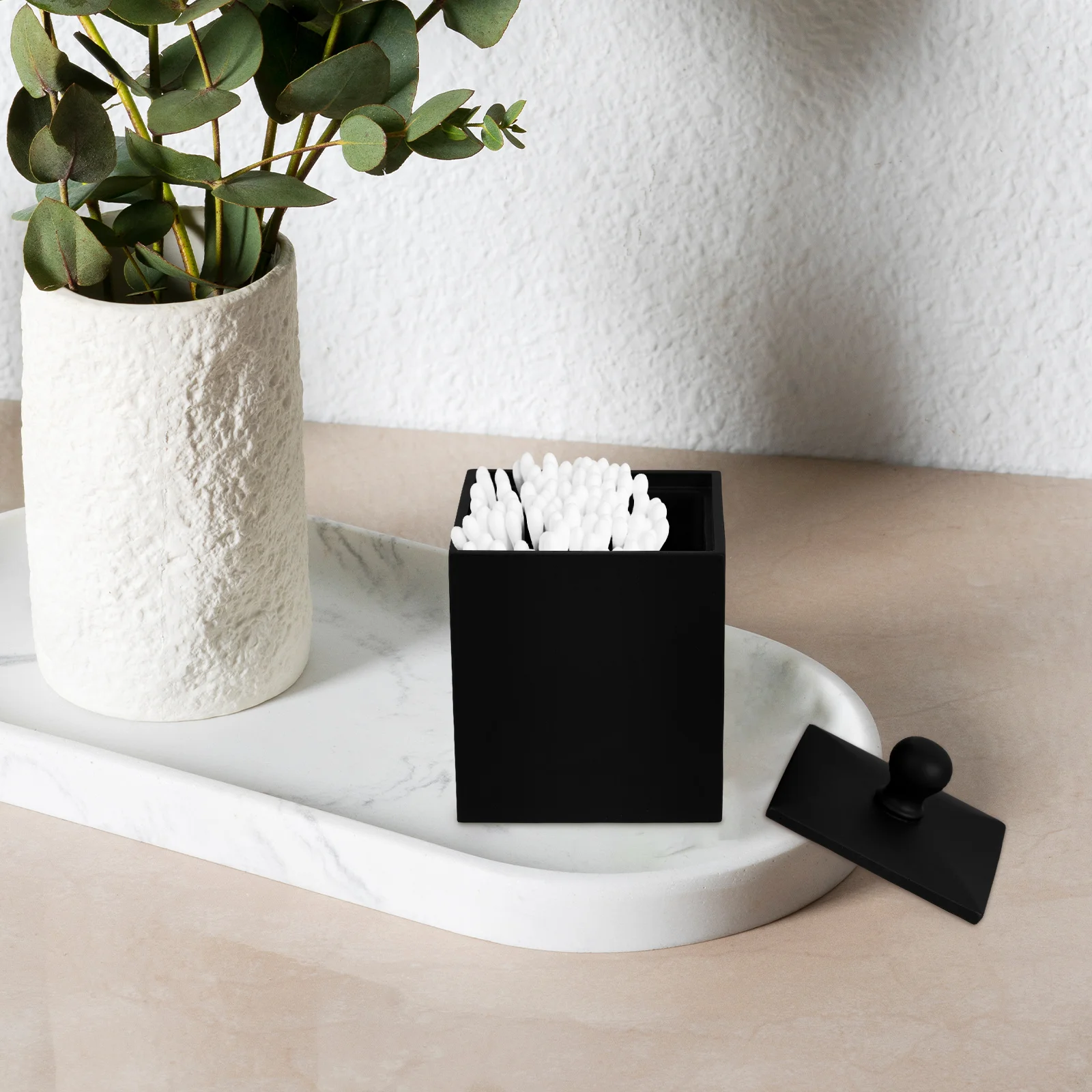 

Cotton Swab Storage Box Black Premium Organizer For Toothpick Accessories Home Bathroom Desktop Container Case