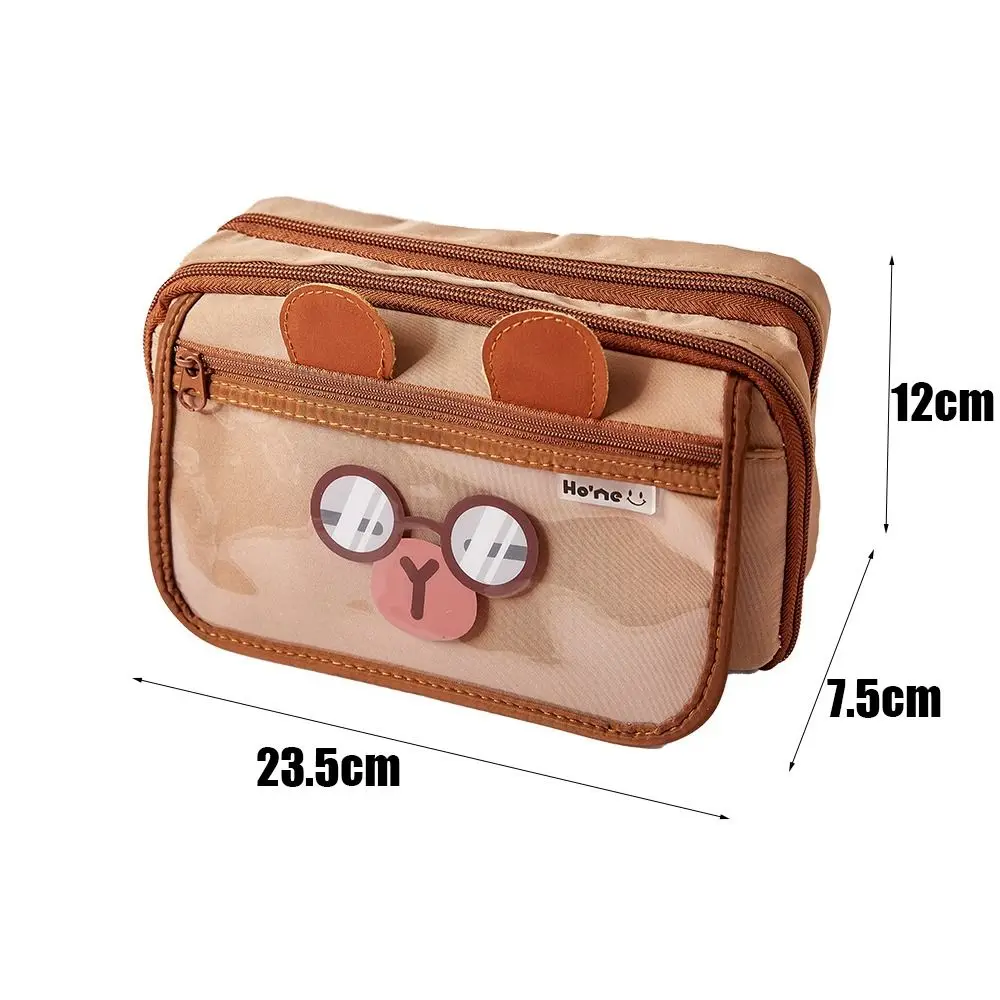 Gift Capybara Pencil Case Large Capacity Multi-layer Stationery Case Flip Cover Pen Bag Student