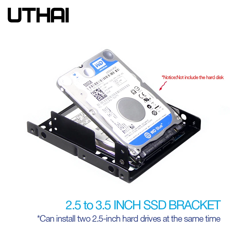 

UTHAI G16 Thick Double-layer Hard Drive Bracket 2.5 to 3.5 Inch Hard Disk Bay Notebook/Laptop Solid State Drive Bracket SSD