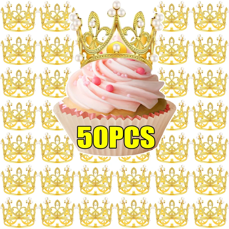 تاج لؤلؤي صغير لتزيين الكيك، زينة للكب كيك، زينة شعر للأطفال، زينة خبز الكيك بنفسك لتزيين حفلات الزفاف وأعياد الميلاد