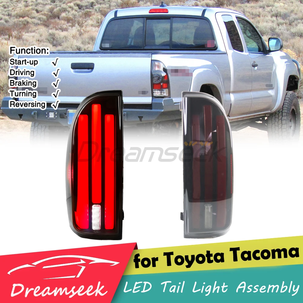 LED Tail Light Assembly For Toyota Tacoma TRD PRO / Sport / X-Runner 2005-2009 Rear Brake Driving Lamp W/ Dynamic Turn Indicator