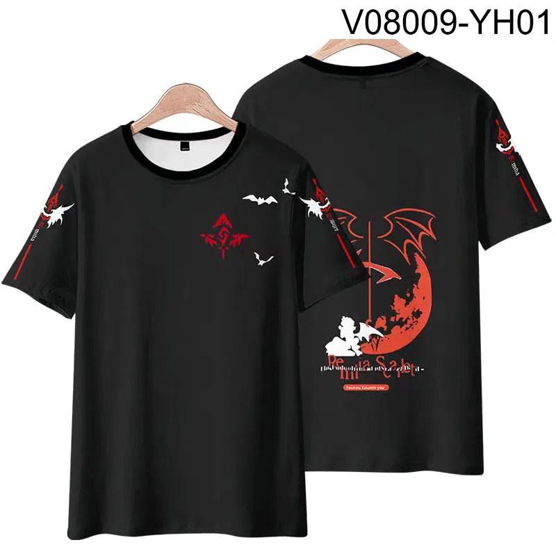 TouHou Project T-shirt print 3D mode musim panas kerah bulat lengan pendek Anime Jepang populer Streetwear ukuran Plus