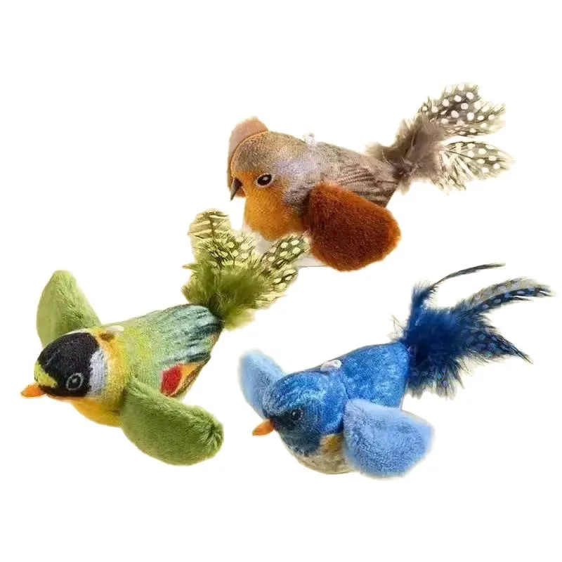 Self-hilarity Wall Hanging Birds Cat Toy Indoor Interactive Birds for Cat Chasing Teasing Toy Sounding Catnip Cat Teaser