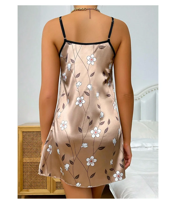 Women's Satin Floral Print Nightdress