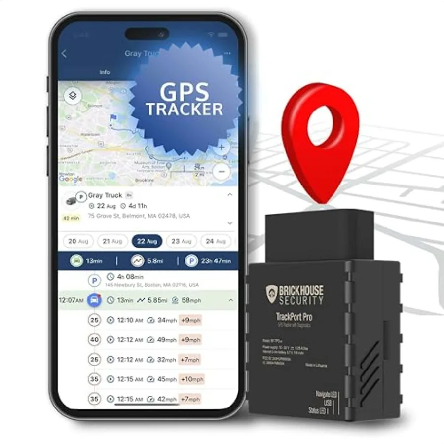 

Brickhouse Security TrackPort Pro Diagnostic GPS Tracker for Vehicles Car Location Speed Battery Health Mileage Vehicle Diagnos
