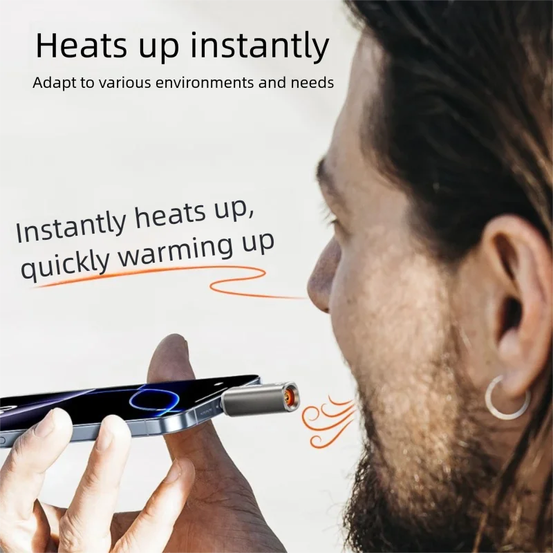 Windproof and energy-saving outdoor mini cigarette lighter suitable for Android, Apple, Type-C portable lighter