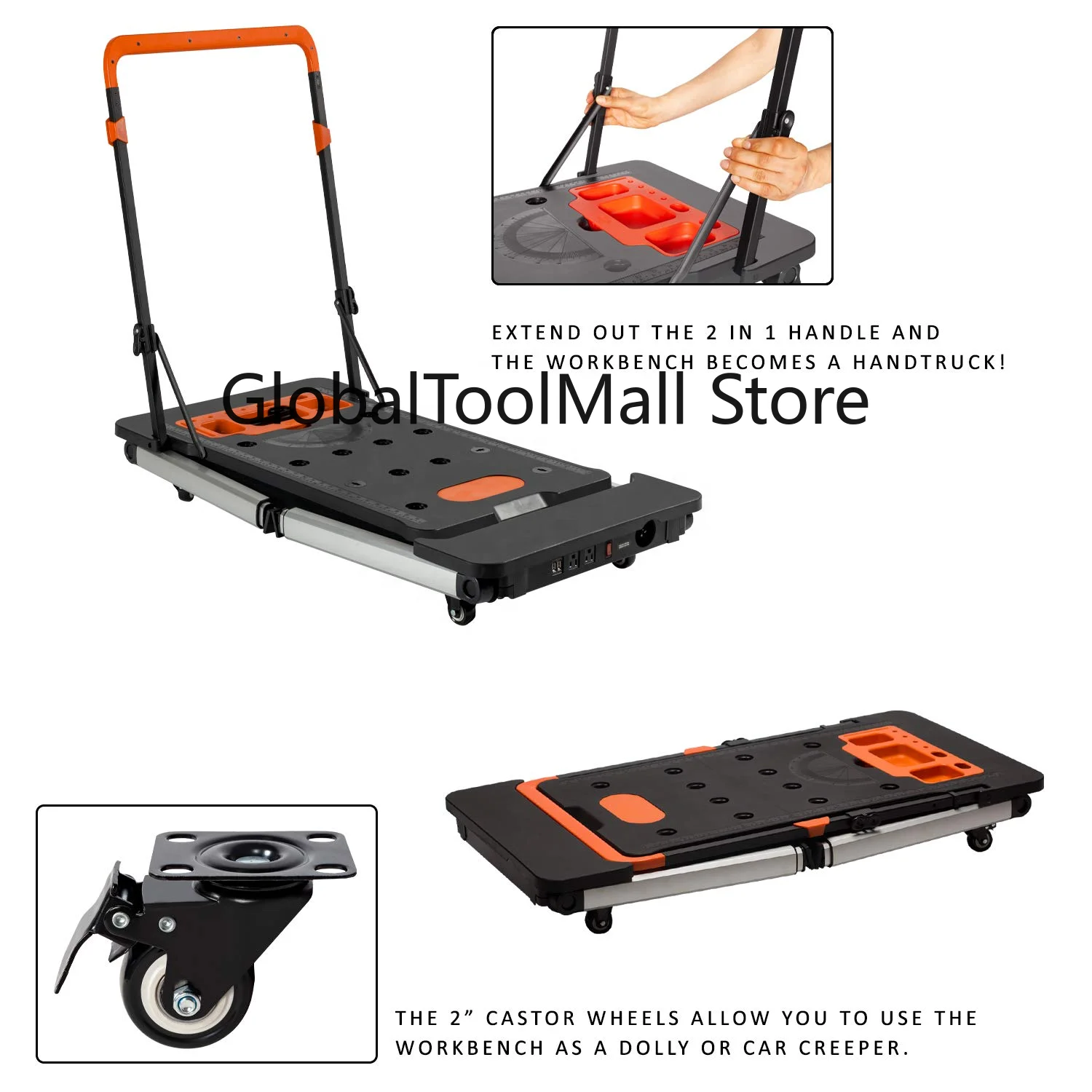 7 in 1 Multifunction Movable Folding Saw Horse Workbench Sawhorse Garage Work Bench Carpenter Table Conventional without socket